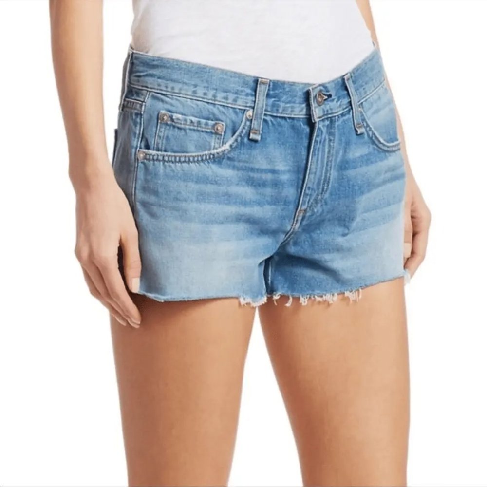 Rag & Bone Cate Mid-Rise cut off Raw Hem Denim Shorts 24